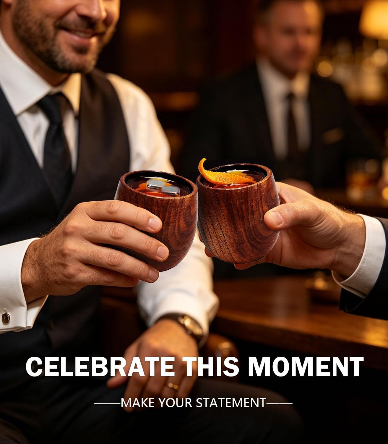Detalle de Wooden Whiskey Glass Set, Charred Oak