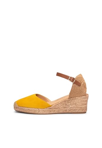 Detalle de Espadrilles à Talon compensé en Cuir Jaune miMaO — EU 37, confort et élégance espagnole