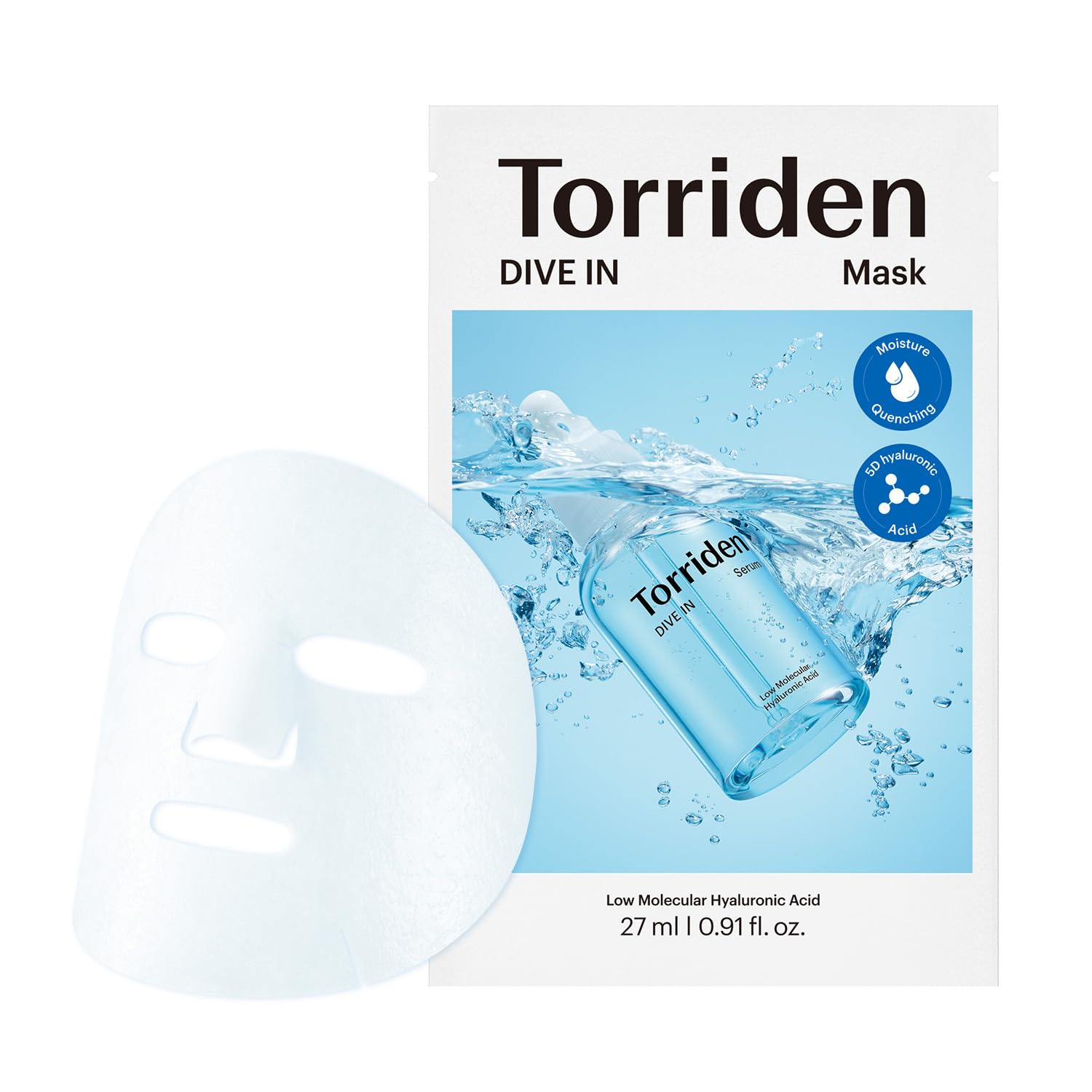 Detalle de Torriden P00000DS DIVE IN Hyaluronic Acid Facial Mask, 10 Sheets, 5D Hydration