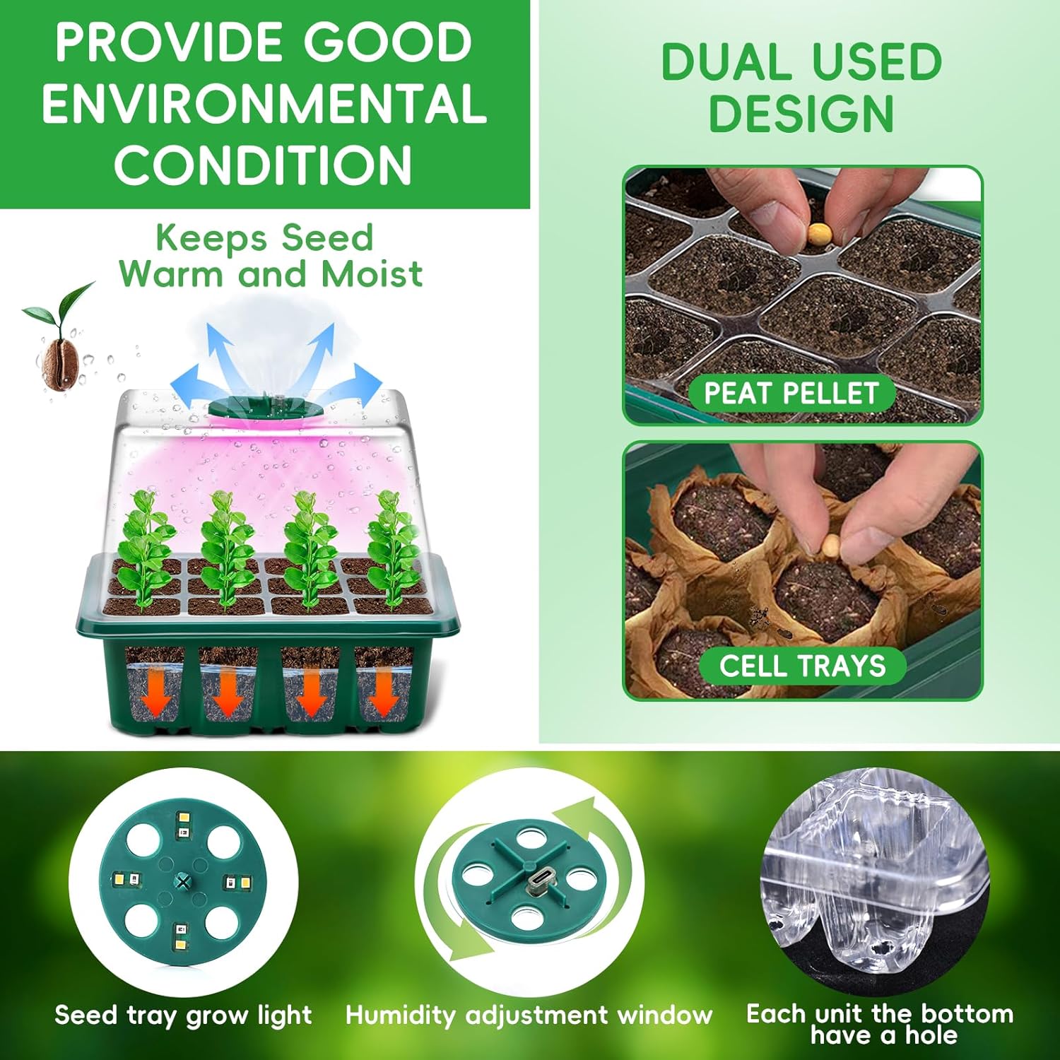 Thumbnail 4 de YAUNGEL Seed Starter Tray with Grow Light