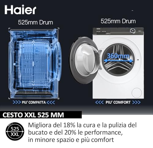 Detalle de Haier I-Pro Serie 3 Lavatrice Slim 7 Kg: igiene, rapidità e comfort con grande bocca di carico