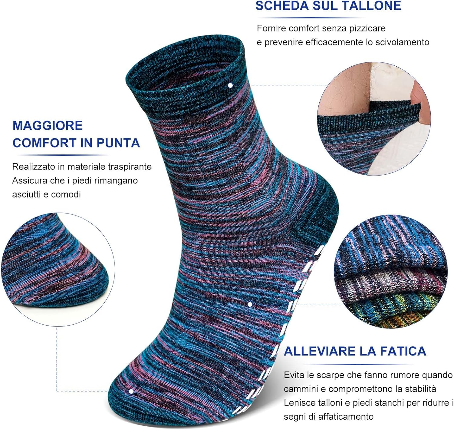 Thumbnail 2 de PUTUO Uomo Calze antiscivolo in cotone con grip in gomma (4 paia) 39-50