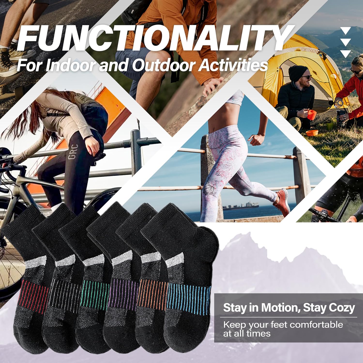 Detalle de MOSEY KOSY Merino wool running socks 6 pairs