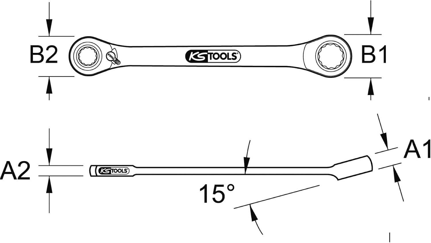 Detalle 1 de KS TOOLS 503.4691 Double mini clé réversible