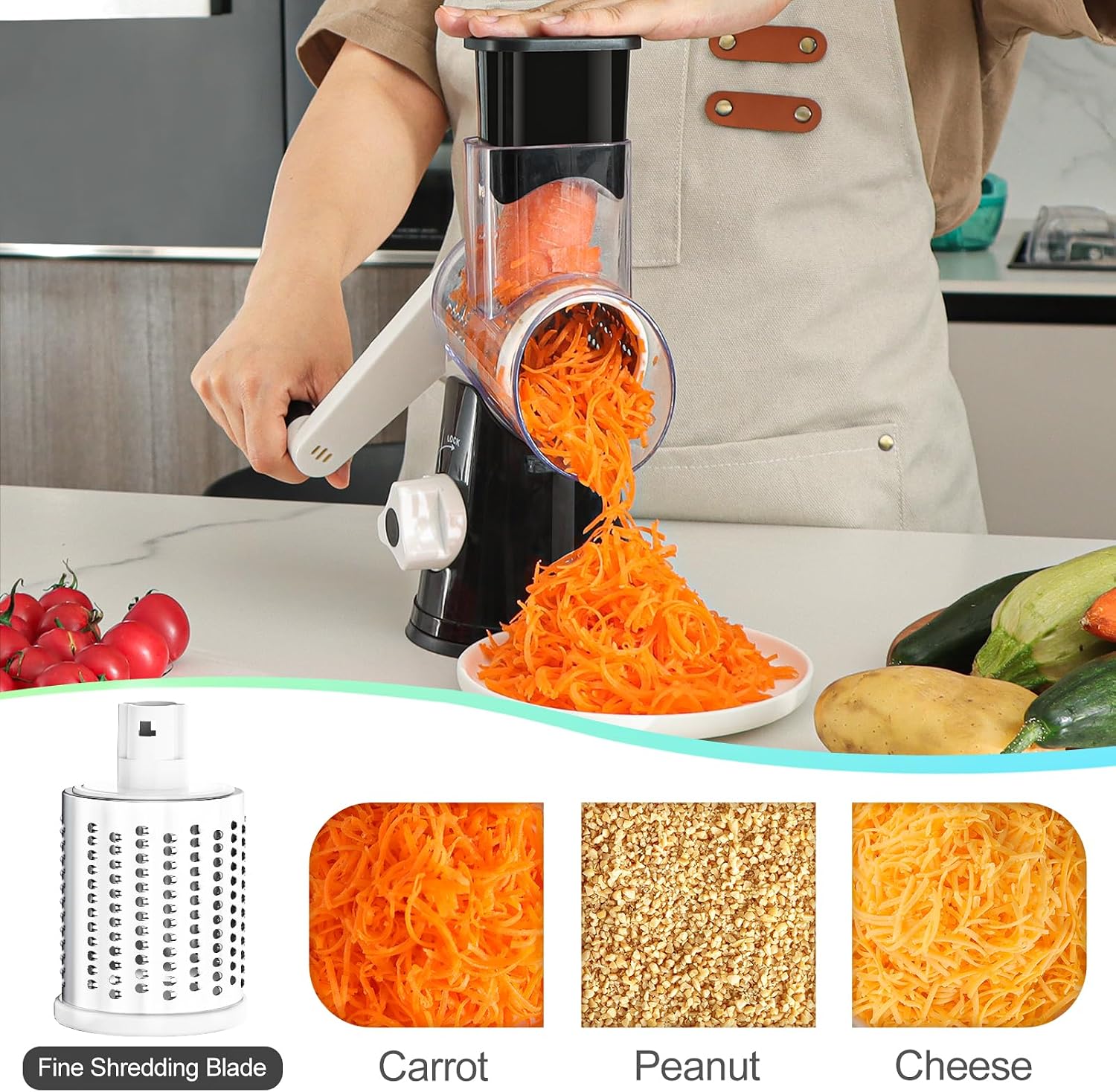 Thumbnail 1 de Ourokhome Manual Rotary Cheese Grater with Hand Crank