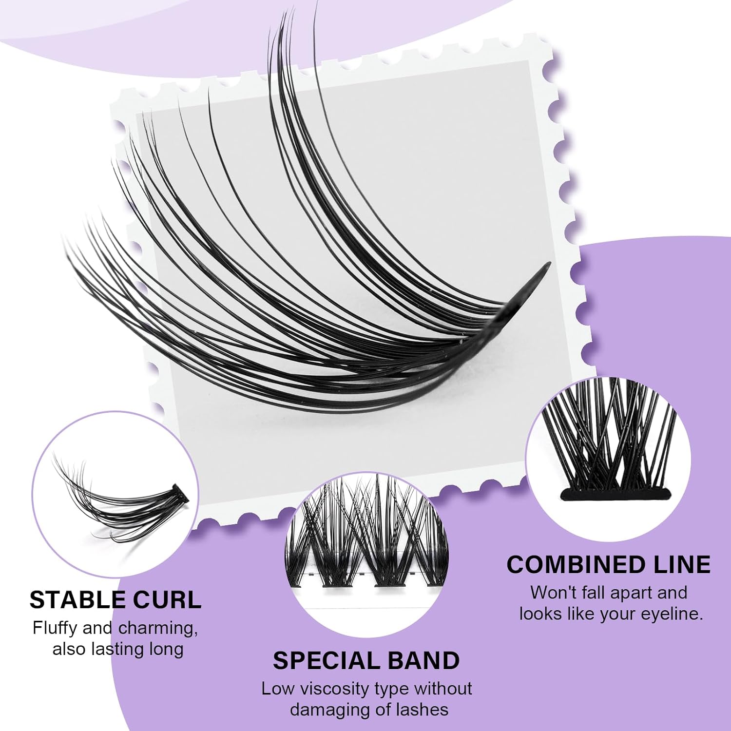 Detalle de B&Q Lash Clusters Kit 280PCS Eyelash Clusters Kit, 30D-40D, DIY Home Extensions