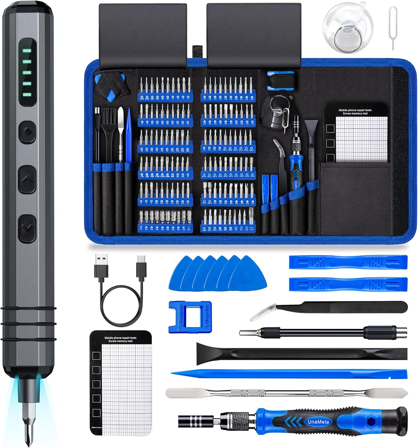 Detalle de UnaMela Mini Electric Screwdriver Set 140-in-1