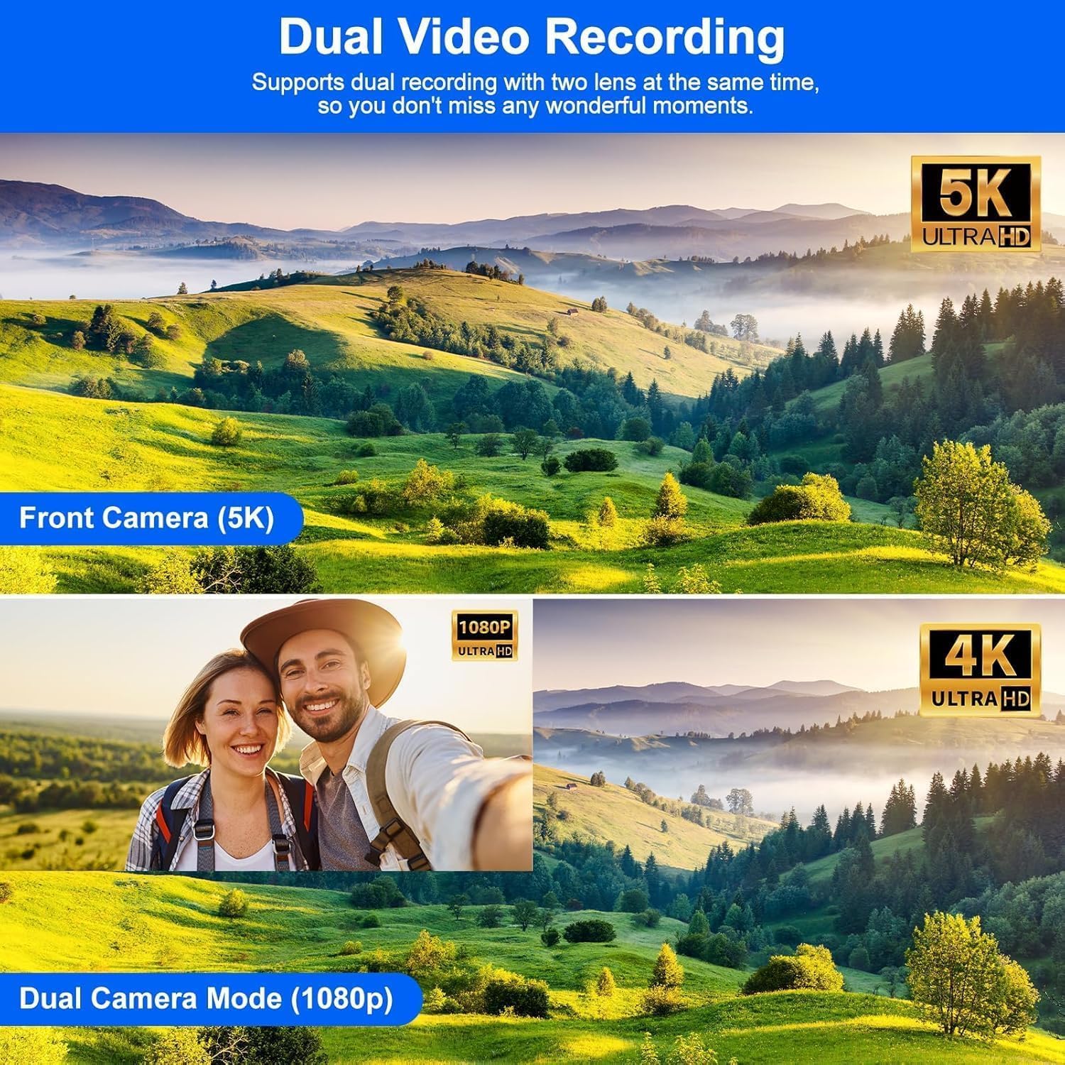 Thumbnail 1 de CAMWORLD Videocamera Camcorder 5K WiFi 56MP con doppio lente, 3” touchscreen e visione notturna IR