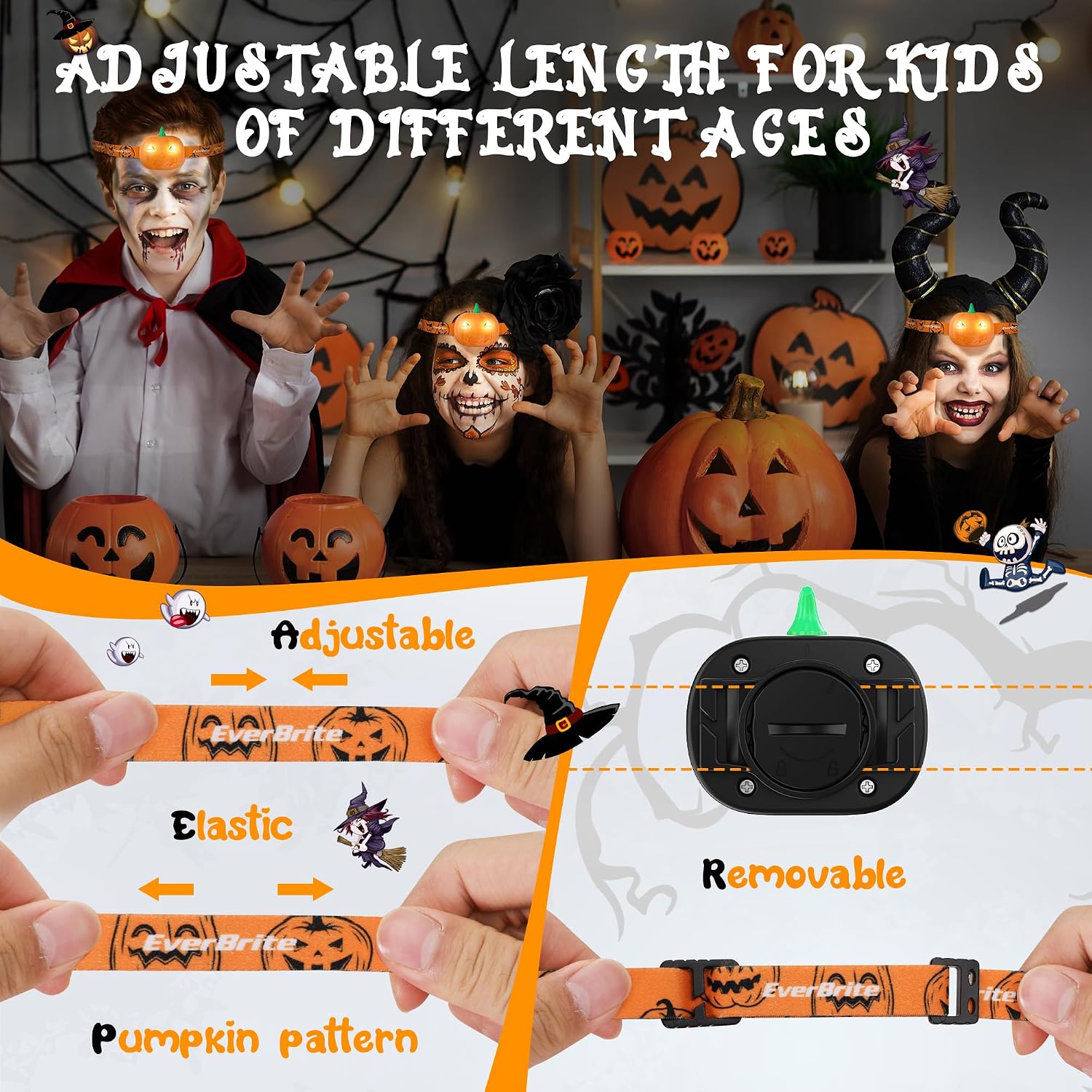Thumbnail 6 de EVERBRITE E021060AU Halloween-hoofdlampjes met pompoen, 2 stuks