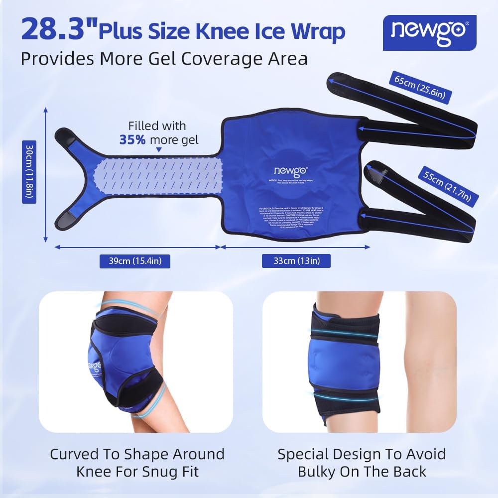 Thumbnail 1 de NEWGO XXXL Gel-Kühlmanschette für das Knie – wiederverwendbare Kältebandage mit 3 verstellbaren Bändern