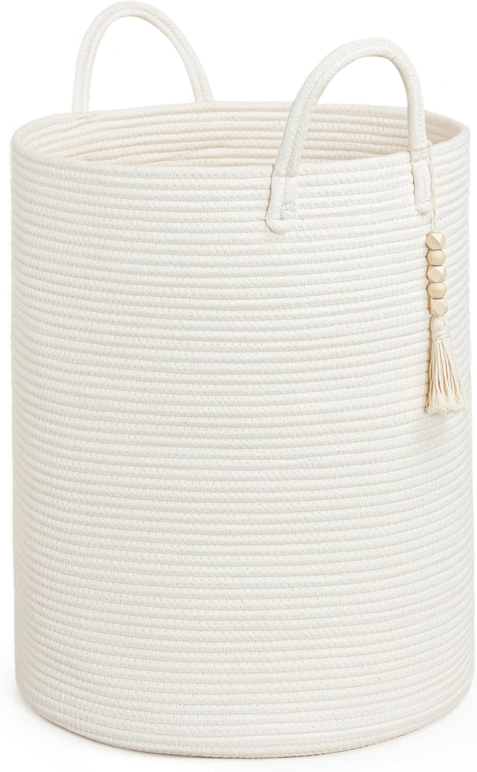 Detalle de Goodpick White Cotton Rope Laundry Hamper with Handles, 16 x 20 Inches