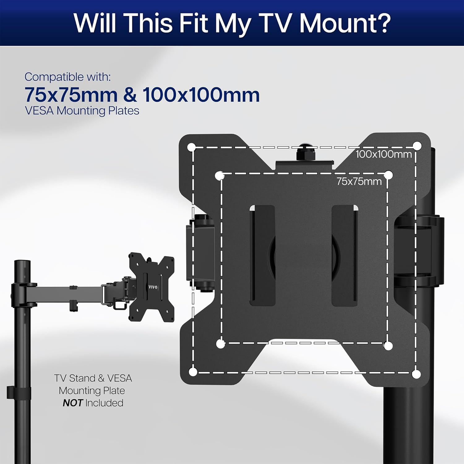 Thumbnail 5 de VIVO Kit de Montage VESA pour écran LCD/LED 20–30" – support 75x75 et 100x100 – Stand-VAD1