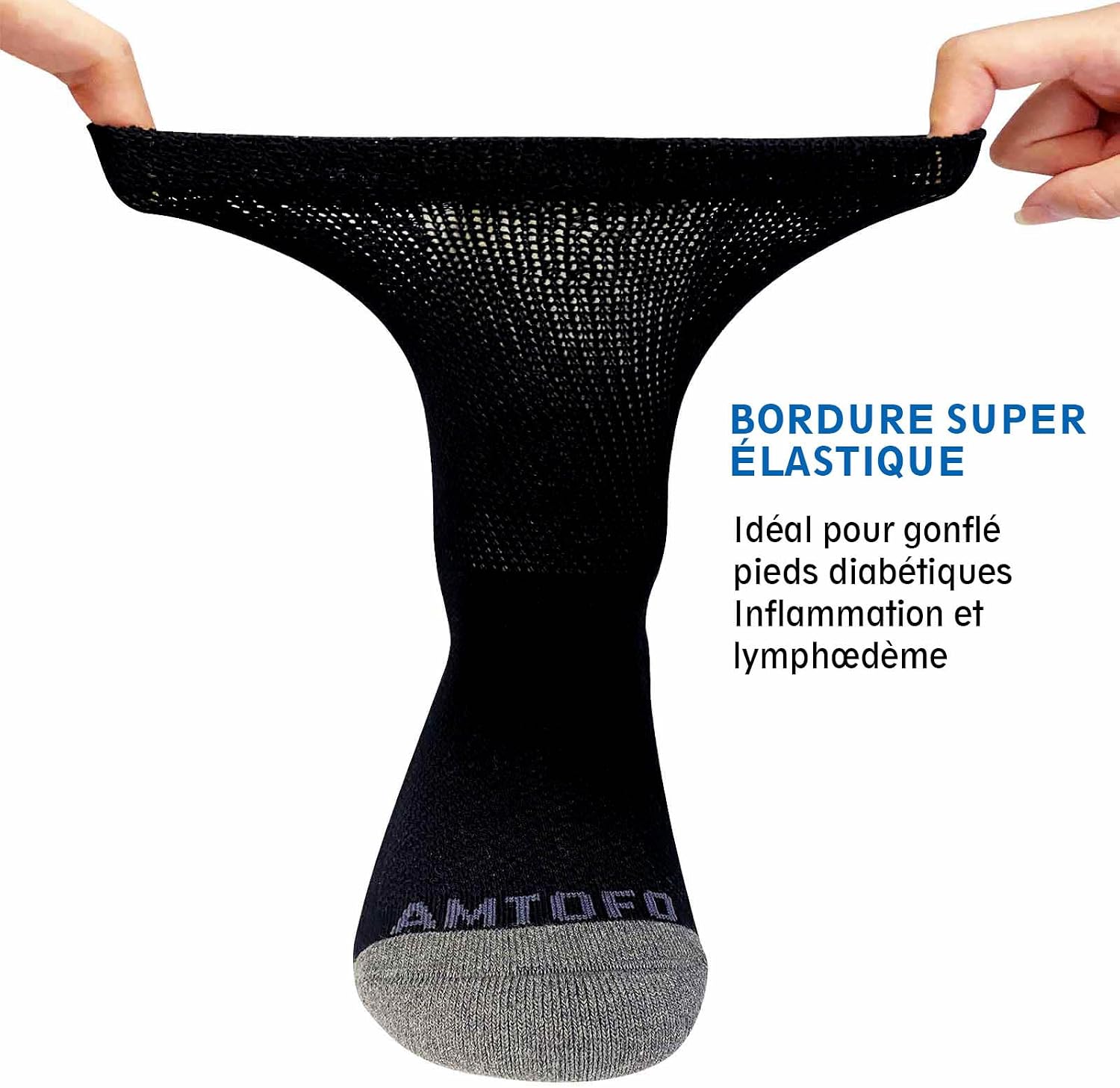 Detalle 2 de LOFIR Chaussettes Diabétiques en coton pour homme — sans couture, ceinture ultra-large et semelle rembourrée (4 paires, taille 39–50)
