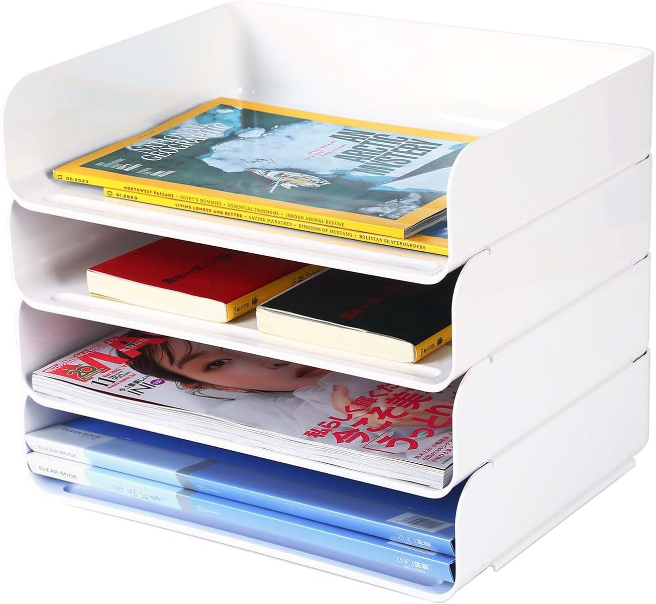 Thumbnail 3 de HKeeper Vassoi di carta impilabili – Set da 3 vassoi porta lettere in ABS, bianco