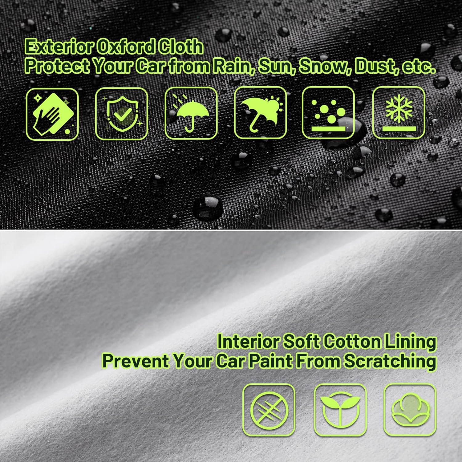 Thumbnail 2 de Favoto sedan car cover waterproof breathable with right-side zipper, universal fit 177–194 inches (black)