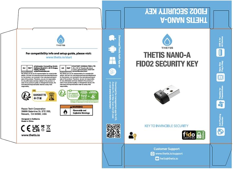 Detalle 2 de Thetis Nano-A FIDO2 llave de seguridad USB-A