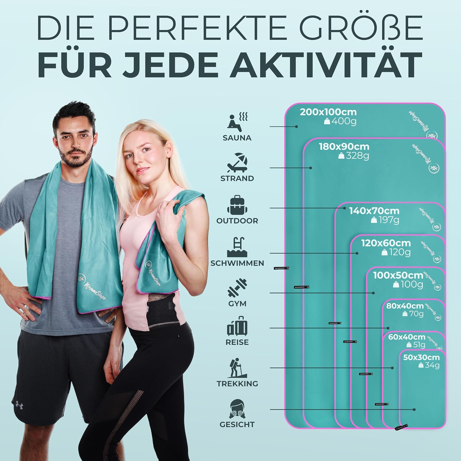 Thumbnail 3 de NirvanaShape Mikrofaser Handtuch – Reise- und Sporthandtuch (140 x 70 cm), schnelltrocknend