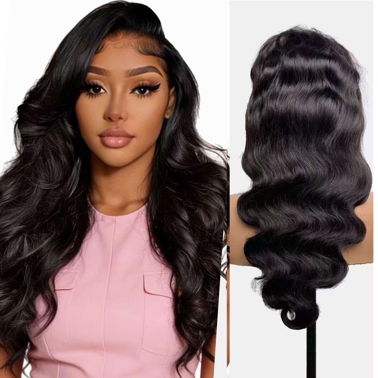 Thumbnail 6 de olimaruly 18-inch 100% Virgin Human Hair Body Wave Half Wig (Natural Black) – Drawstring, Glueless Wear & Go