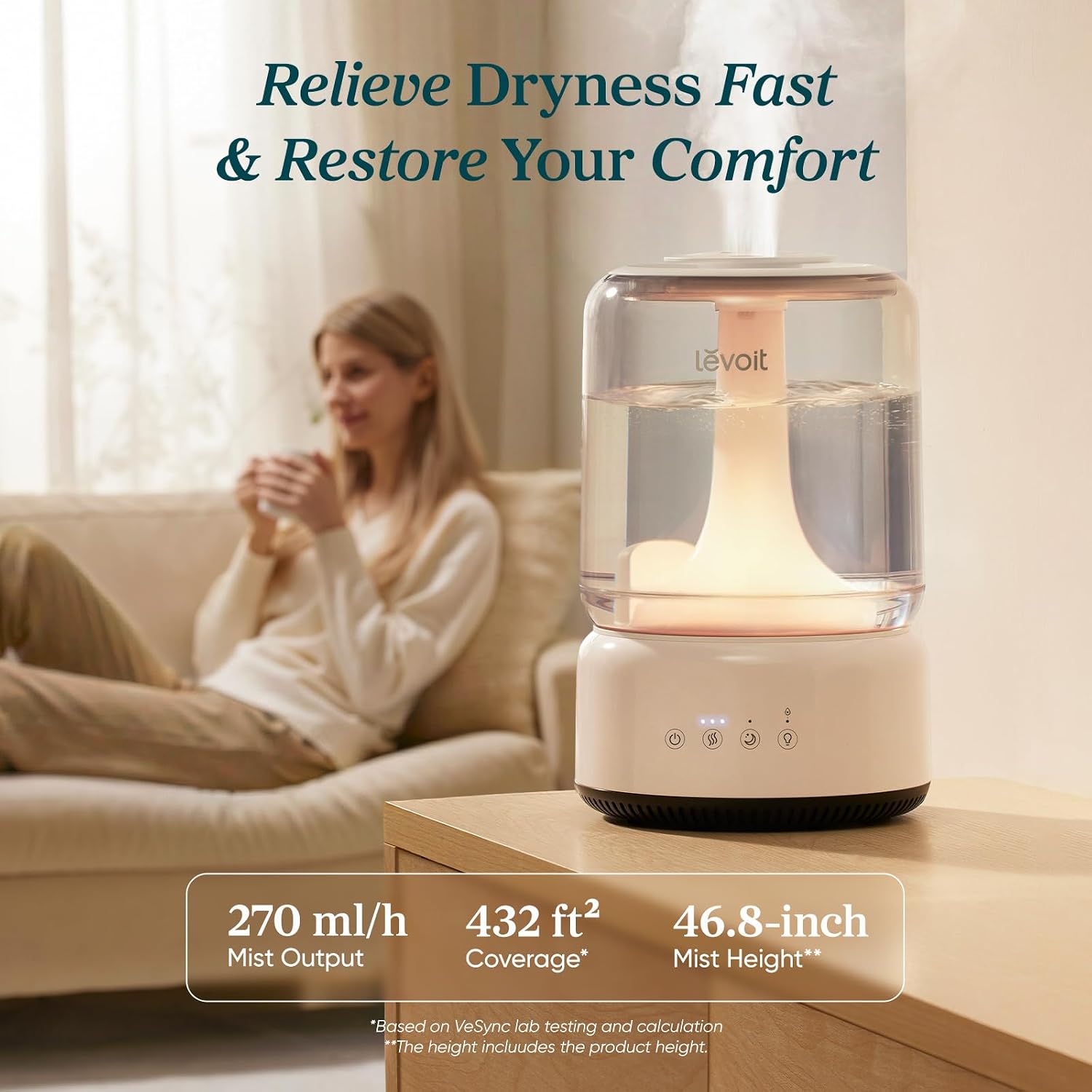 Thumbnail 1 de Levoit NeoClassic 450 Humidifier for Bedroom — 4.2L Top Fill, Ultra-Quiet 21dB, 42-Hour Run Time