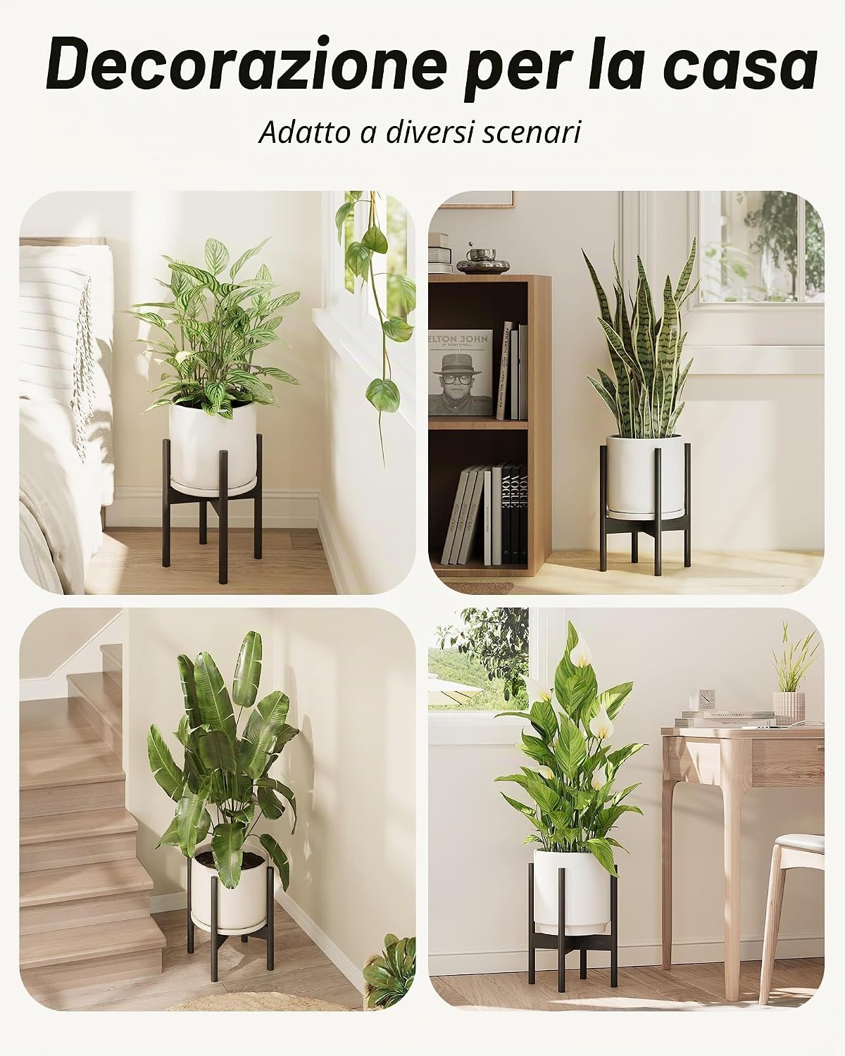 Thumbnail 6 de Bamworld Porta Piante Regolabile da Interno in Bambù – 20–30 cm, Nero
