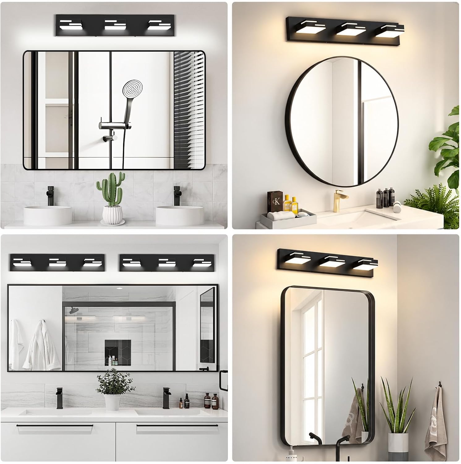 Thumbnail 2 de LKHF 9553 3-Light LED Bathroom Vanity Light, Matte Black, 5CCT Dimmable