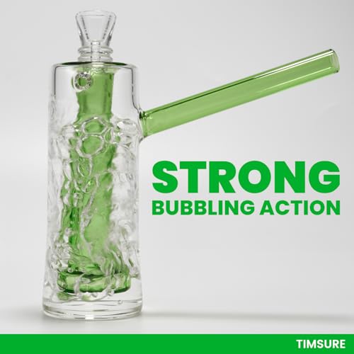 Thumbnail 5 de TIMSURE Glass Bong 13.5 cm – Dual-Tone Borosilicate with Two 14.5 mm Bowls, Green Stem and Clear Chamber