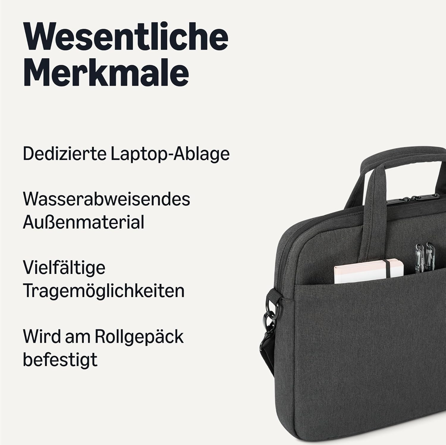 Thumbnail 1 de Amazon Basics Laptoptasche 15,6 Zoll (39,6 cm) – Umhängetasche für Laptop und Tablet, schwarz