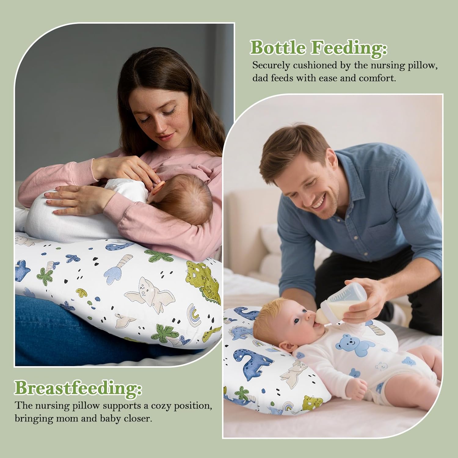 Detalle de LLCJYYCY C-Shaped Nursing Pillow for Breastfeeding, Bottle Feeding and Tummy Time