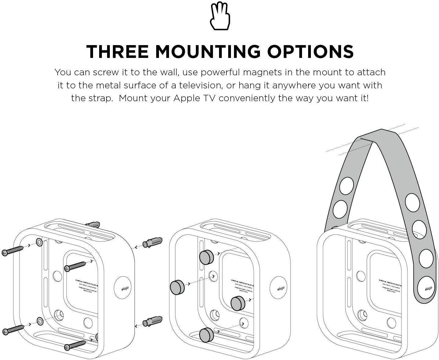 Thumbnail 2 de elago Multi Mount Support avec support de télécommande Siri Remote pour Apple TV 4K (4e génération)