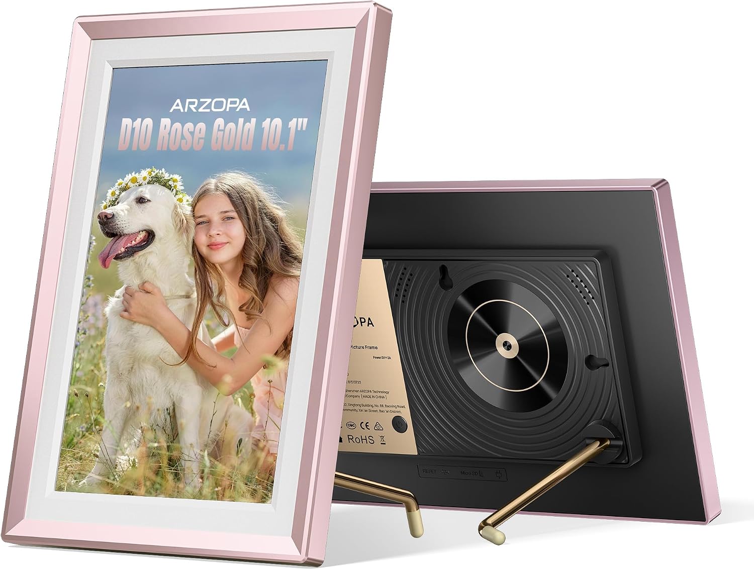 Detalle de ARZOPA 10.1" Rose Gold Metal Digital Photo Frame with Unlimited Cloud Storage