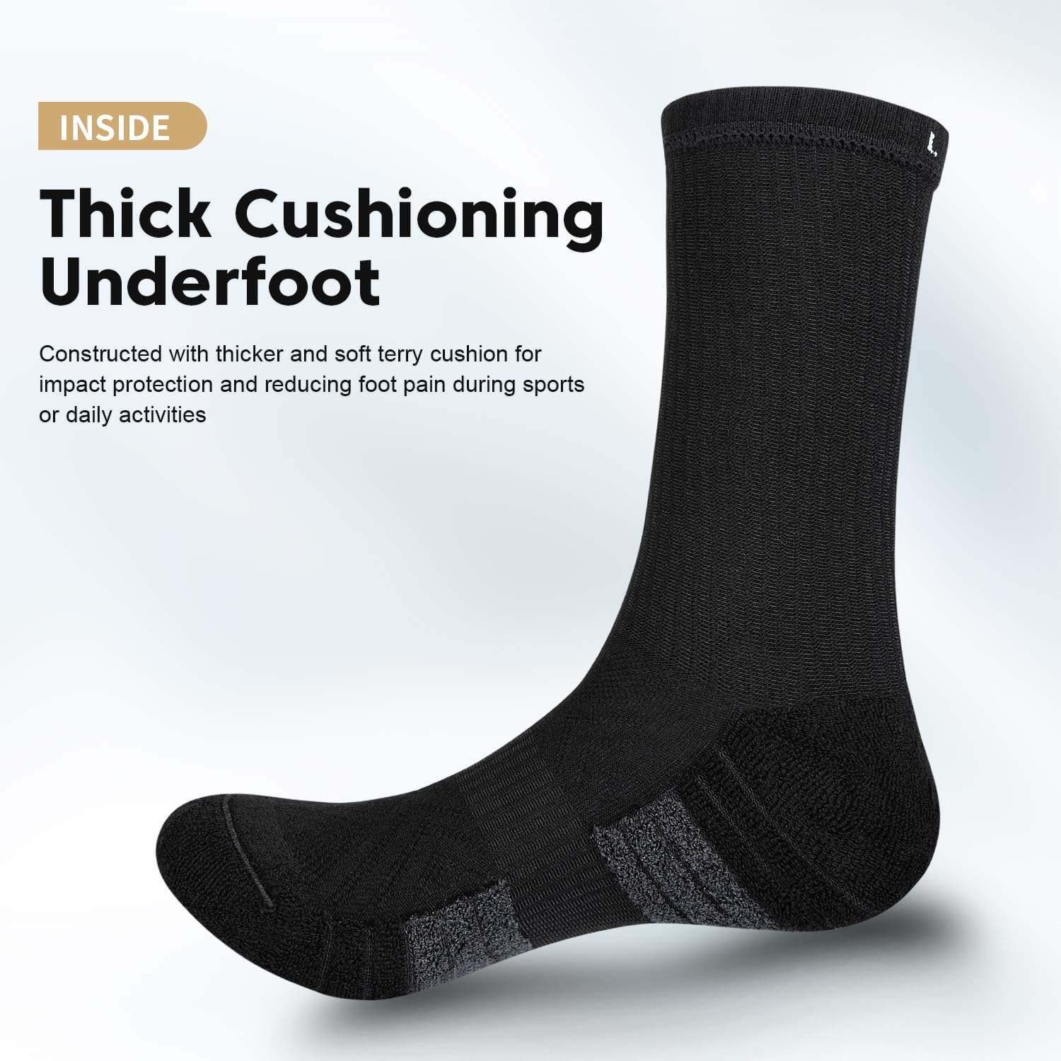 Detalle 2 de Coskefy thick cushion thermal walking socks (6 pairs) for outdoor work, hiking and trainers