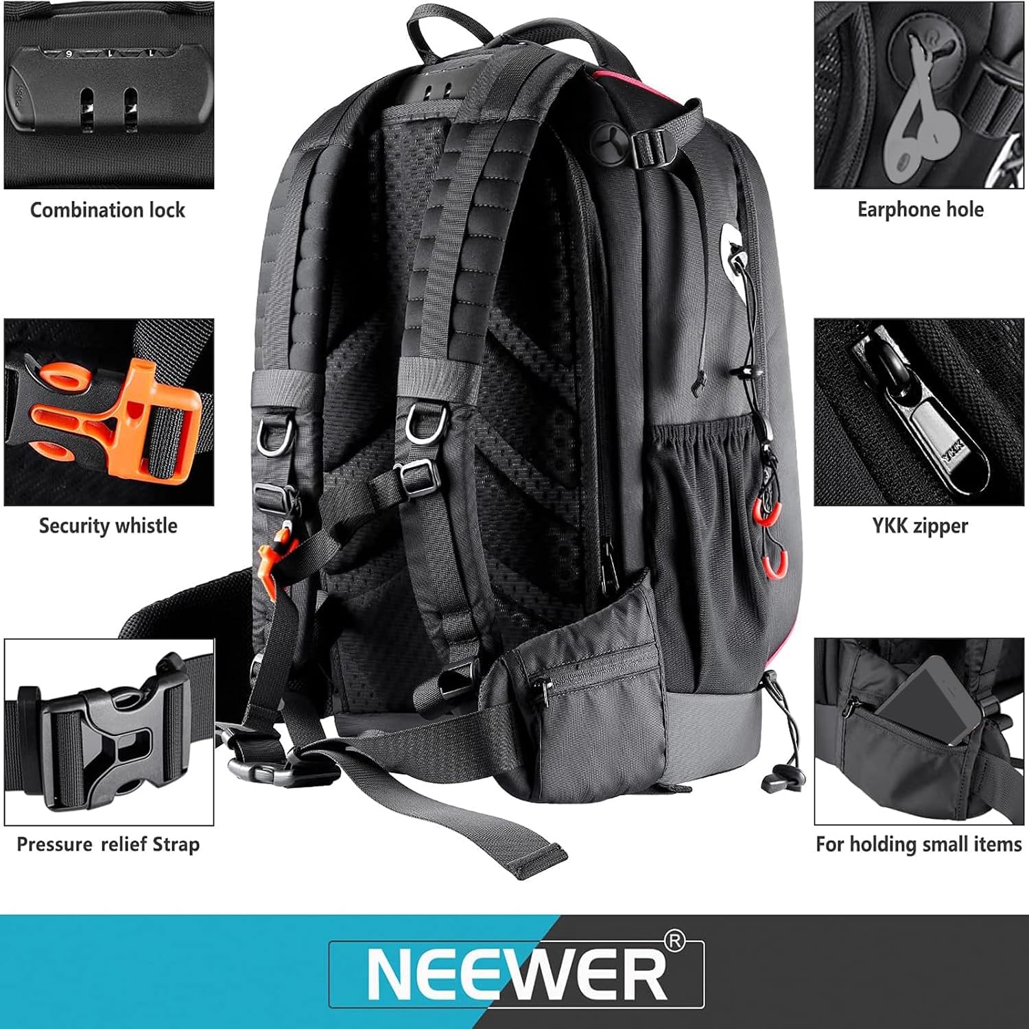 Thumbnail 3 de NEEWER Étui rembourré pour appareil photo avec serrure à combinaison – sac imperméable anti-chocs pour DSLR, accessoires et DJI Phantom