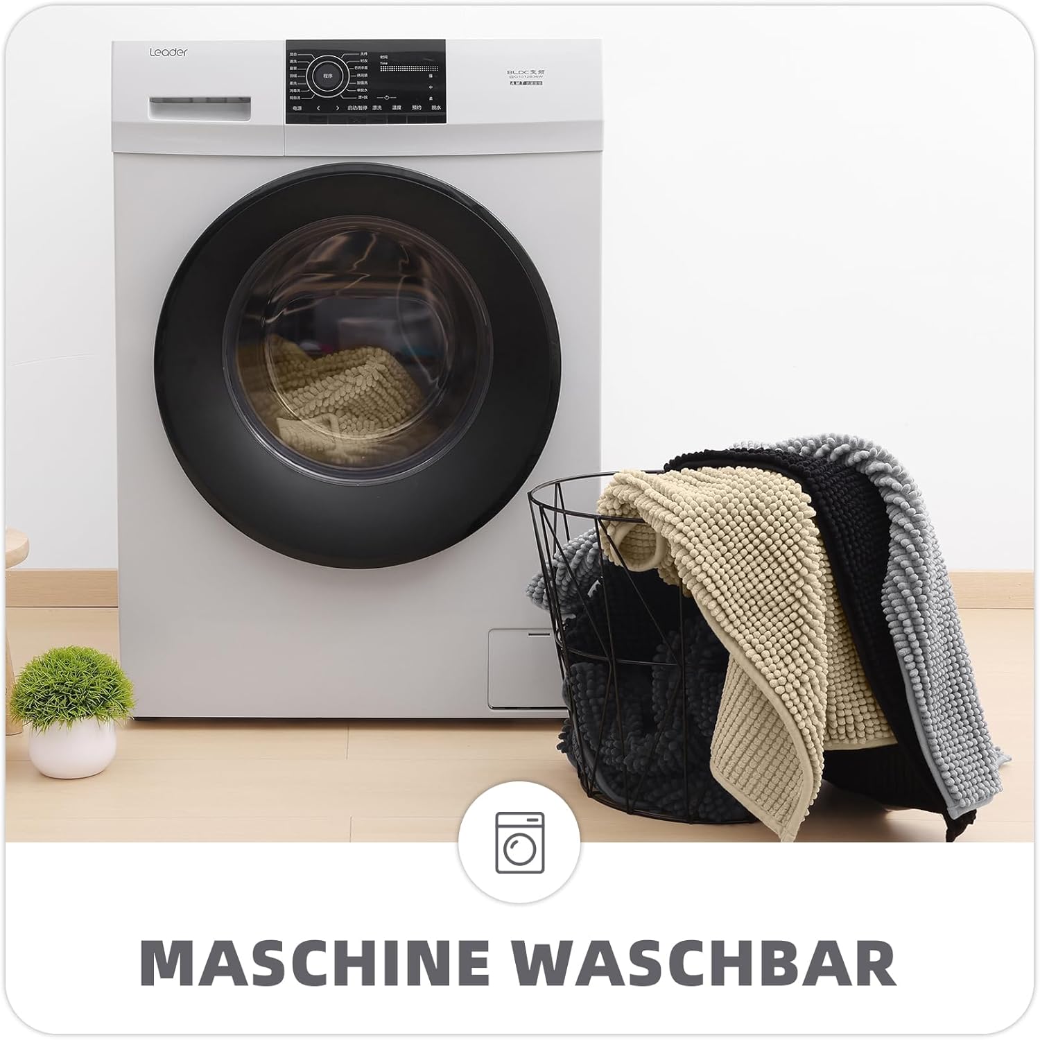 Thumbnail 5 de OLANLY Chenille Badematte 50 x 80 cm dunkelgrau – rutschfest, weich und saugfähig