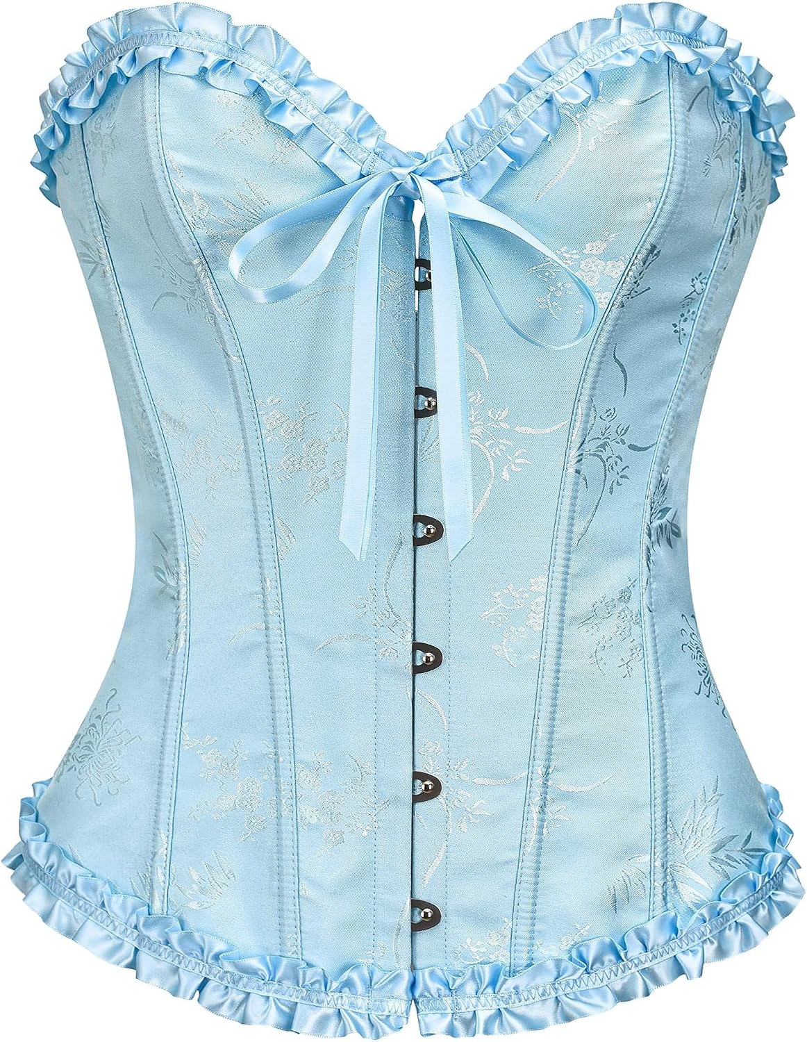 Detalle de SZIVYSHI 14-Bone Overbust Corset Top with Front Busk and Lace-Up Back