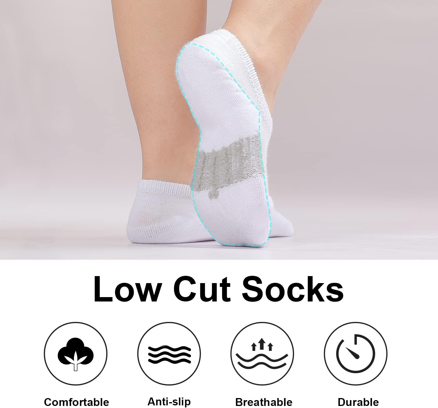 Thumbnail 6 de Lot de 6 paires de chaussettes basses femme respirantes (35-38 / 39-42) avec bandes antidérapantes