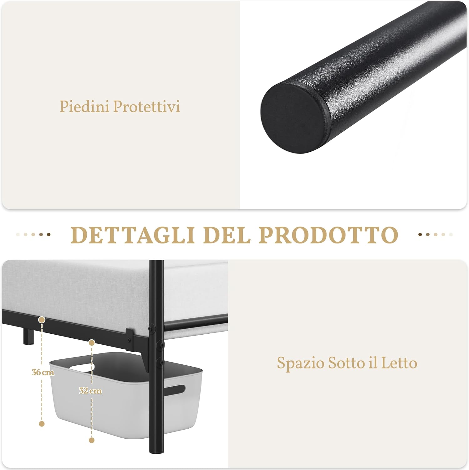 Thumbnail 5 de Yaheetech Struttura Letto Matrimoniale in Ferro Battuto 120 × 190 cm con Testiera e Pediera Nero