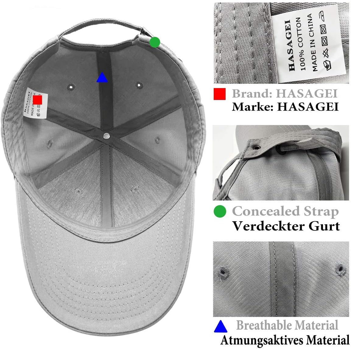 Detalle de HASAGEI Baseball Cap 54 bis 62 cm