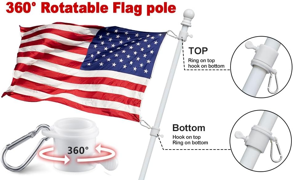 Detalle 2 de Barcetine 01 Flag Pole, White, Adjustable to 5 ft with 1-Inch Diameter