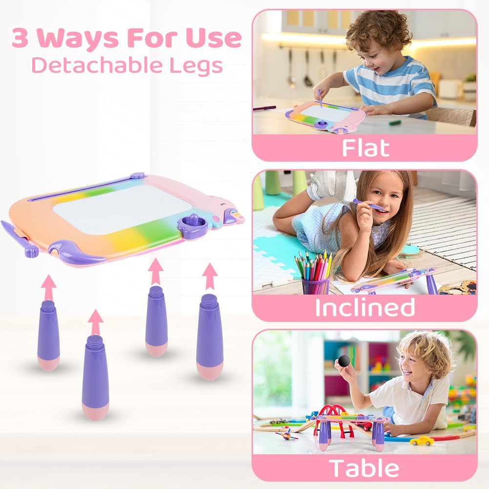 Detalle de OFFCUP Magnetische Maltafel Kinder Zaubertafel ab 3 Jahr – buntes Lernspielzeug mit Stempel (Einhorn)