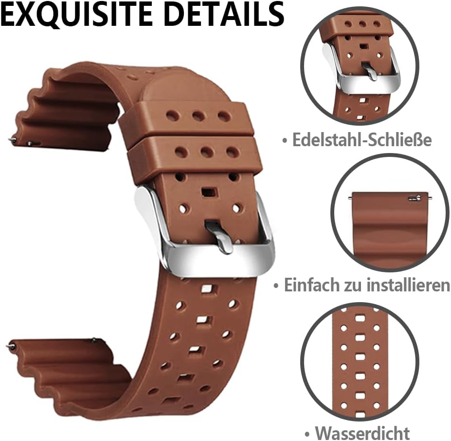 Thumbnail 2 de SZYXMY Quick-Release Taucherarmband aus Fluorkautschuk (20/22 mm) mit Edelstahl-Schließe
