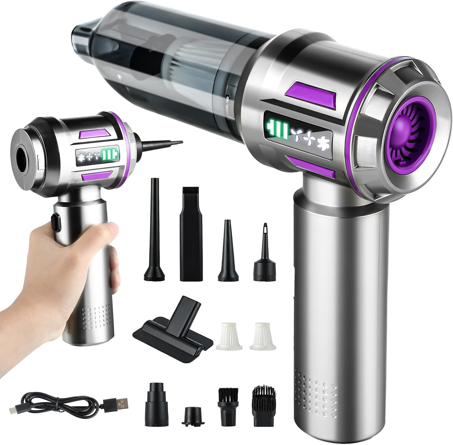 Detalle de semart 6702GV Cordless Handheld Car Vacuum, 26,000 Pa, HEPA Filter