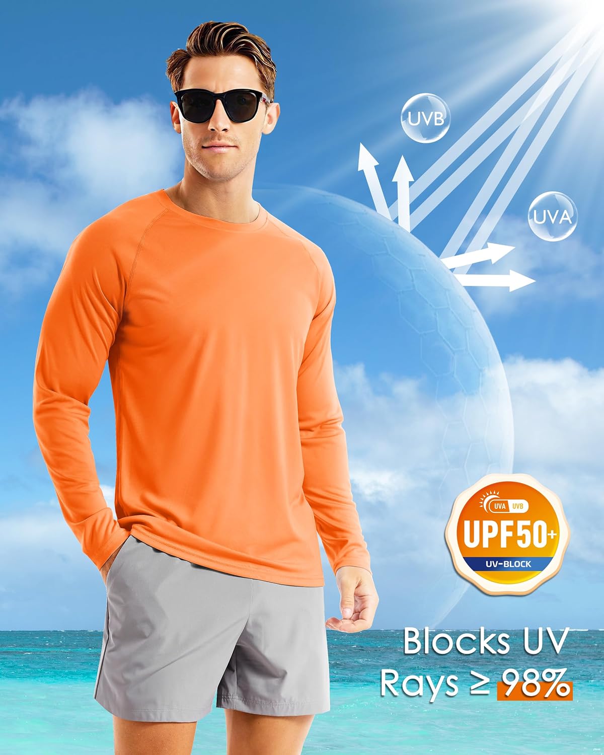 Thumbnail 2 de Boladeci Men's UPF 50+ Rash Guard, Long-Sleeve Quick-Dry Swim Shirt