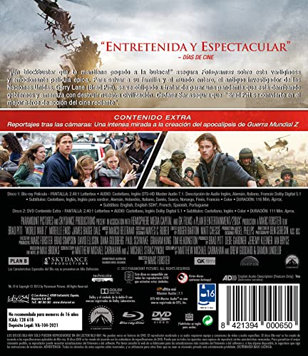 Detalle 2 de Guerra Mundial Z - Blu-ray (BD + DVD Extras) de Divisa Films