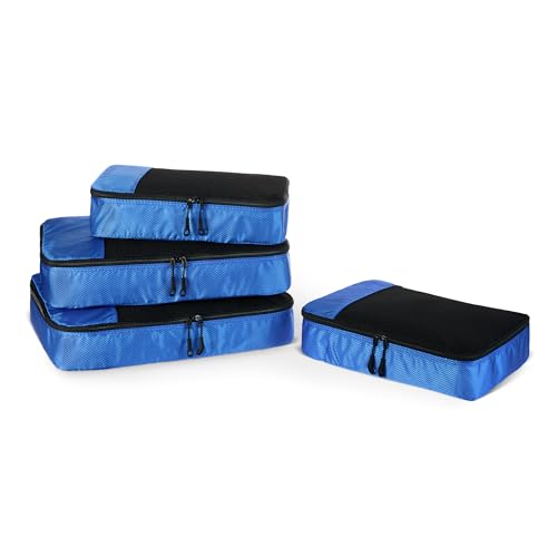 Amazon Essentials Juego de 4 cubos de viaje con doble cremallera y malla (2 medianos/2 grandes)
