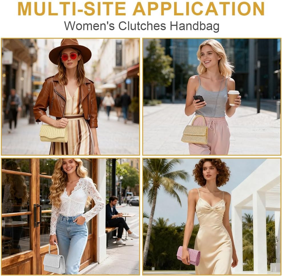 Thumbnail 1 de Adiwo sac de soirée femme pochette à paillettes avec chaîne