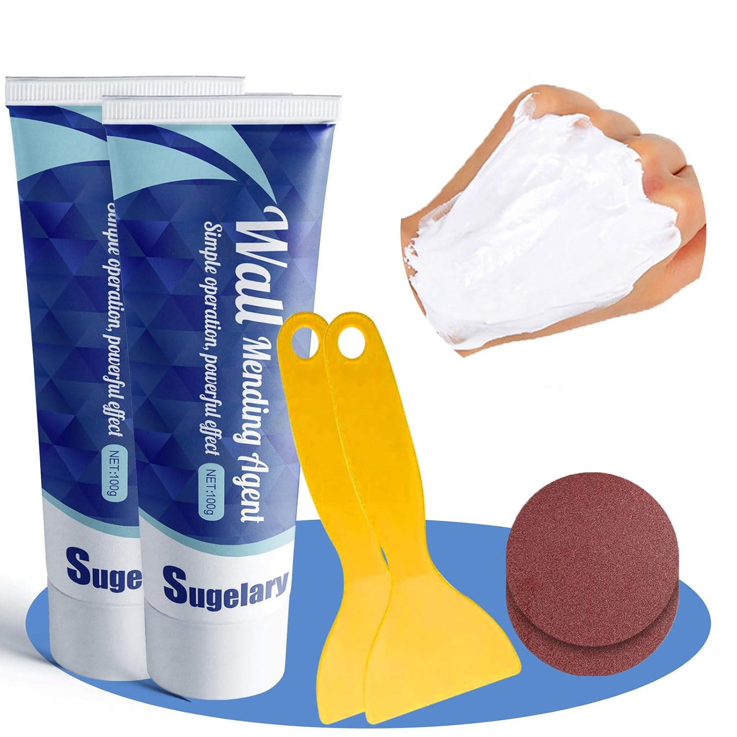 Detalle de Sugelary spackling Drywall Repair Kit, White Paste, 2 x 100 g