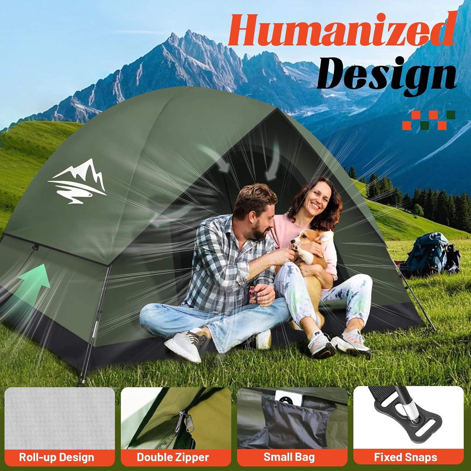 Detalle 2 de Camping Tent 2/3 Man Dome Tent 2.8kg