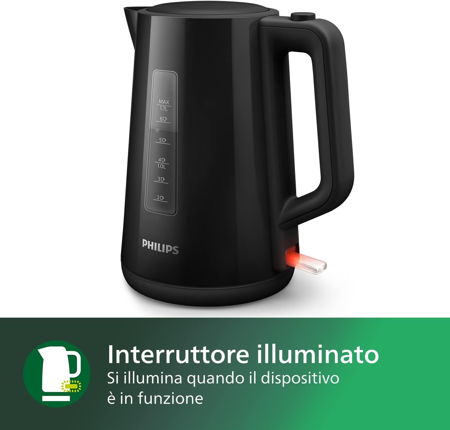 Thumbnail 5 de Philips Series 3000 Bollitore HD9318/20: 1,7 L, formato famiglia, resistenza piana, facile riempimento