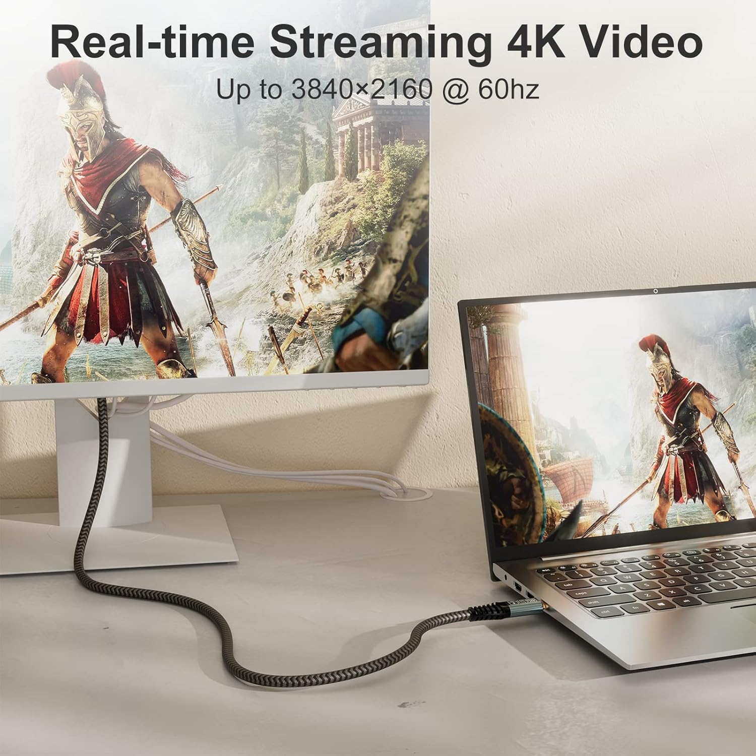 Detalle de CAKOBLE USB-C to USB-C 0.5m cable (USB 3.2 Gen 2, 20Gbps, 100W, 4K@60Hz support)