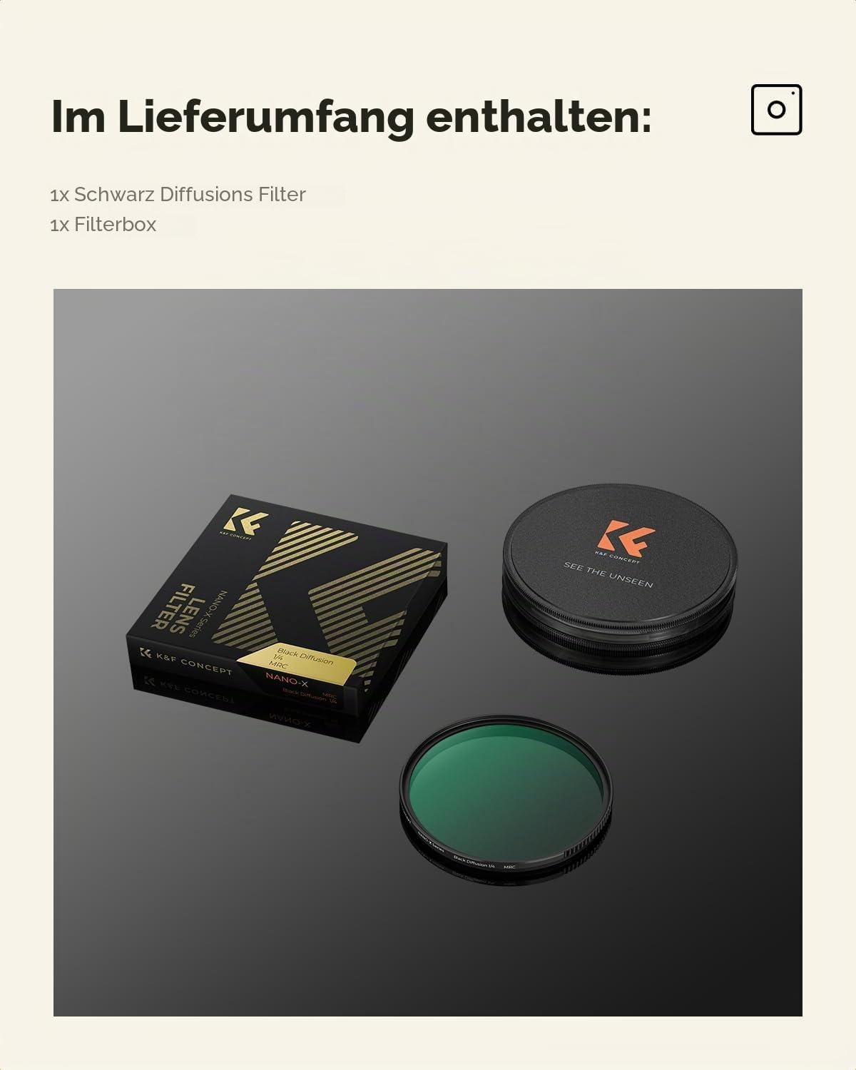 Thumbnail 6 de K&F CONCEPT Black-Mist 1/4 Filter 72 mm – Filmlook mit Nano-Beschichtung (Nano-Xcel)